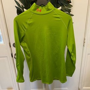 Under Armour UA Fitted Mock Neck Lime Green & Hot Pink Top LS L